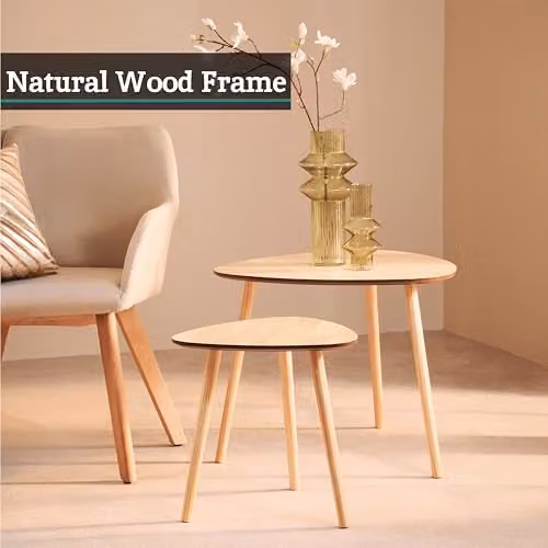 Orsina Set of 2 Nesting Tables in Natural Wood for the Living Room – 3