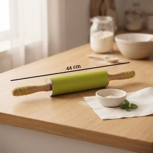 Premier Housewares Zing Non-Stick Silicone and Wood Rolling Pin, Green and Red – 3