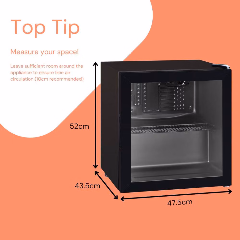 SIA DC3B Mini Drinks Fridge and Wine Cooler, 46L Table Top Model with Glass Door, Black, W/D/H: 47.5 x 39.0 x 47.5 cm – 4