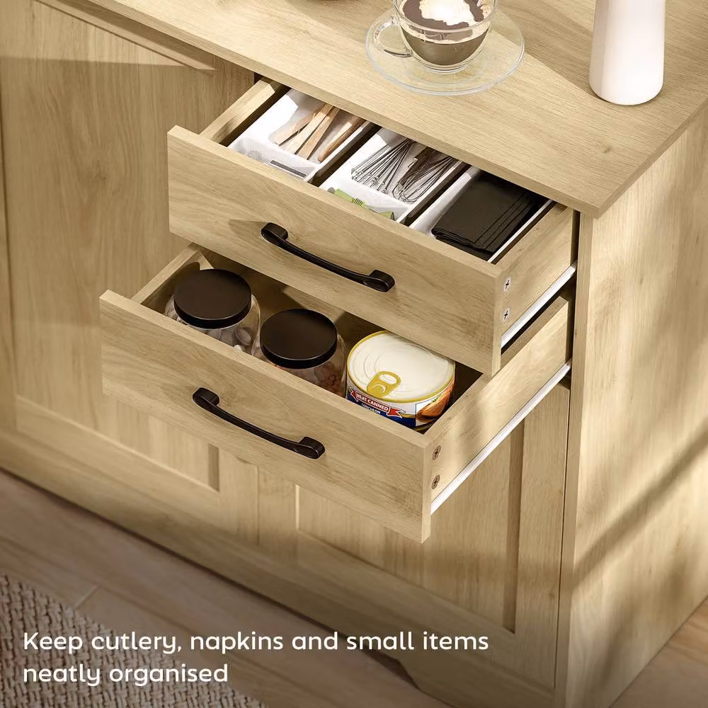 HOMCOM Modern Sideboard with Soft-Close Doors in Sand and Beige Wood Finish – 3