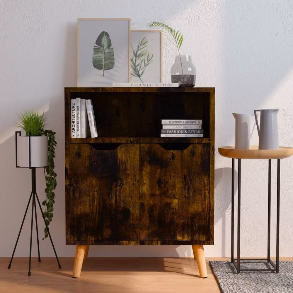 Berkfield Home Smoked Oak Sideboard in Brown, W/D/H: 60 x 30 x 72 cm – 2