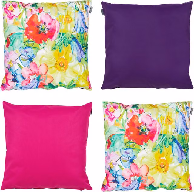 ICON Meadow Print Set of 4 Pink Floral Outdoor Cushions, W/D/H: 43 x 43 x 43 cm – 1