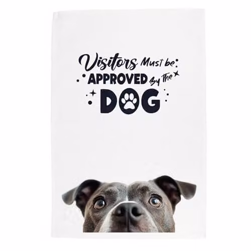 Purely Home Peeping Staffy Staffordshire Bull Terrier Cotton Tea Towel, Multicolour, W: 67 cm, H: 45 cm