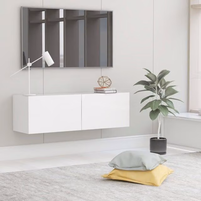 Berkfield Home White Minimalist TV Cabinet in Engineered Wood W/D/H: 100 x 30 x 30 cm – 1