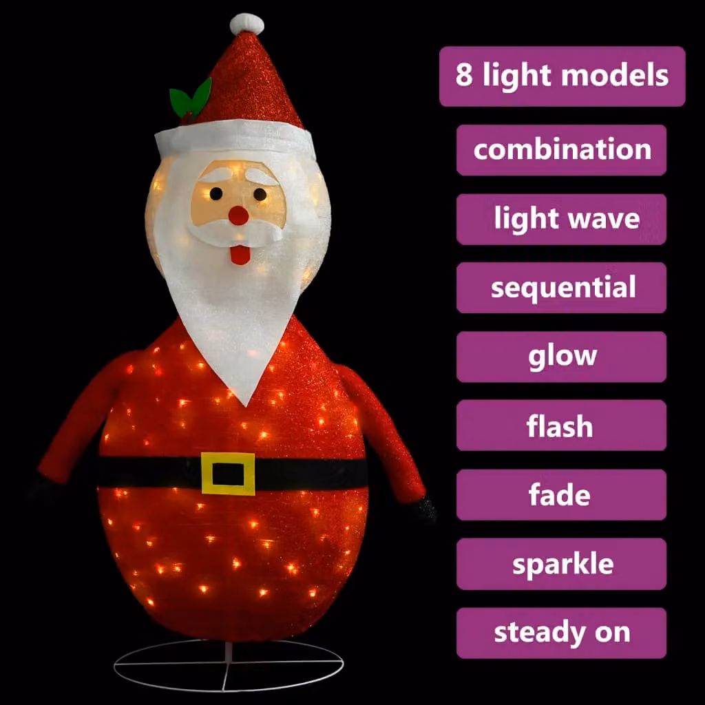 Berkfield Decorative Christmas Santa Claus Figure with LED Lights, Red and Multicolour, Height: 120 cm – 3