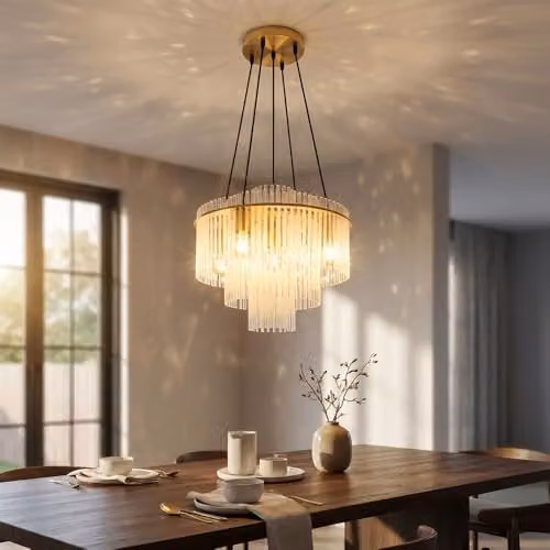 Netlighting Gorley Modern 5-Bulb Pendant Chandelier in Gold and Black with Glass Shades, W/D/H: 50 x 50 x 120 cm – 3
