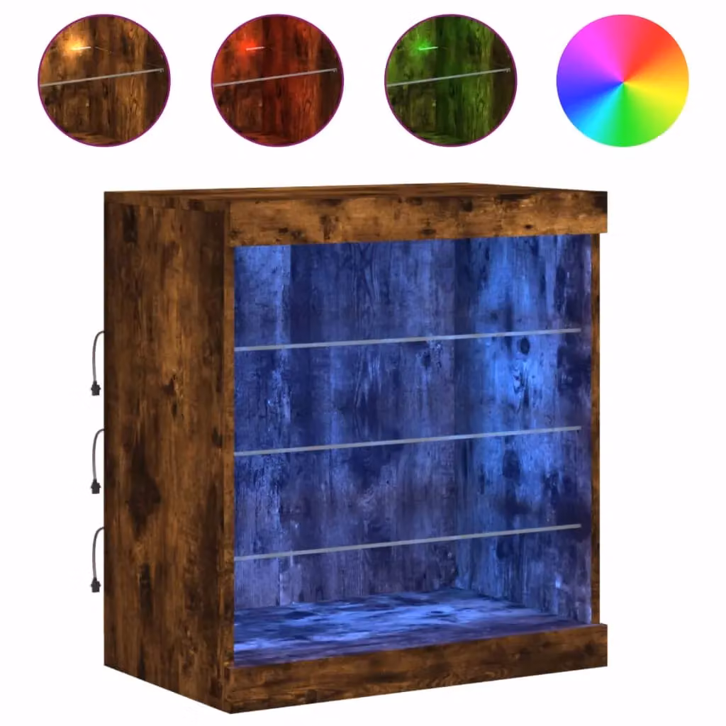 Berkfield Home Modern Sideboard with Integrated LED Lights in Smoked Oak Brown, W: 60.5 cm, D: 37 cm, H: 67 cm – 2
