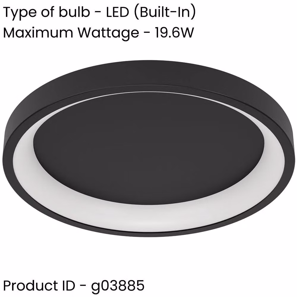 Loops Modern Round Black LED Ceiling Light with RGB Colour Options – 2