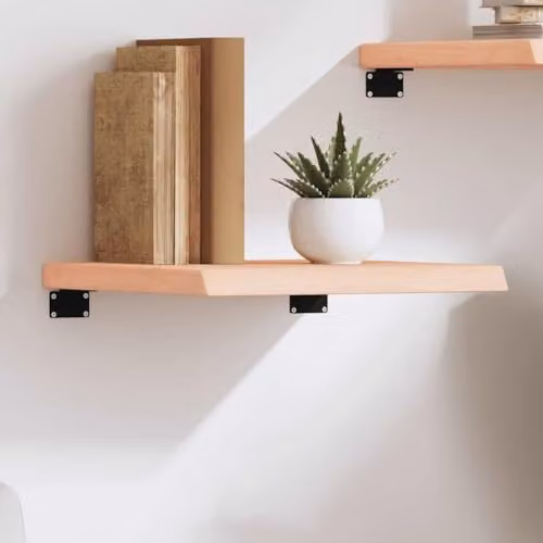 vidaXL Wall Mounted Oak Wood Shelf, Natural/Brown, W/D/H: 40 x 40 x 2-4 cm – 2