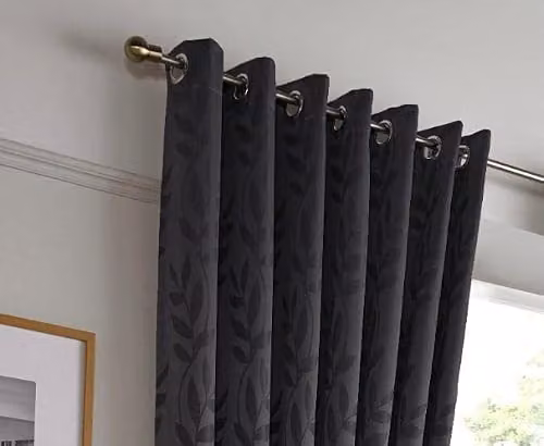 Alan Symonds Grey Floral Opaque Eyelet Curtains, W: 167.64 cm, H: 182.88 cm – 2