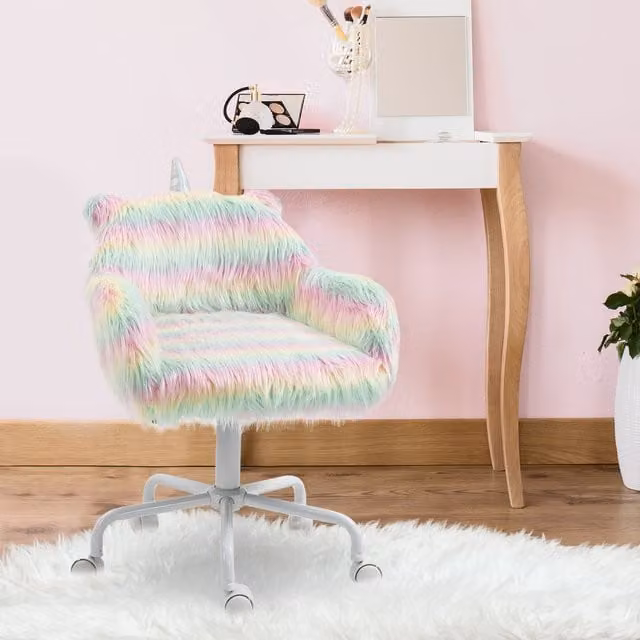 Vinsetto Cute Multicolour Orange Swivel Task Chair for Home Office with Armrests and Castors