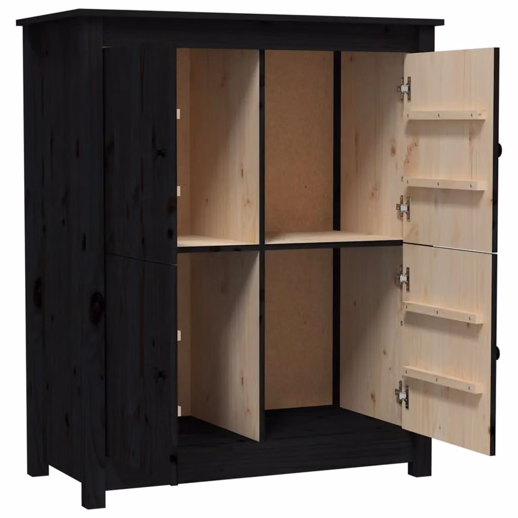 Berkfield Home Black Rustic Solid Wood Pine Sideboard W/D/H: 83 x 41.5 x 100 cm – 4