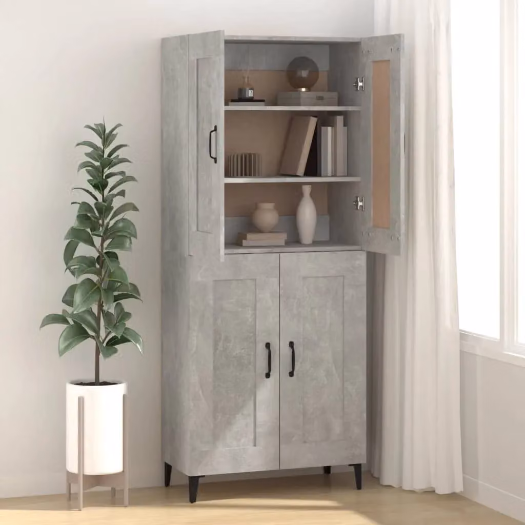 Berkfield Home Sideboard in Concrete Grey, Engineered Wood, W: 69.5 cm, D: 34 cm, H: 90 cm – 2