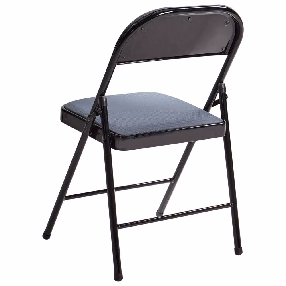Wyld and Coco 4-Pack of Modern Grey Padded Folding Chairs with Metal Frames – 3