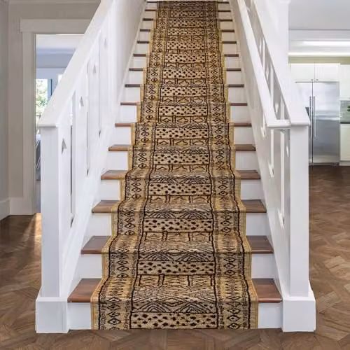 runrug Afrikans Berber Ethnic Stair Runner, Beige, W: 80 cm, L: 720 cm, Thickness: 9 mm – 4