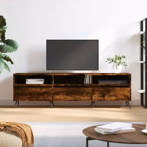 vidaXL TV Cabinet in Brown Oak with Wood and Metal Finish, W/D/H: 150 x 44.5 x 30 cm – 2