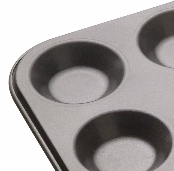 MasterClass Non-Stick Carbon Steel 12 Hole Tart Tin, Grey, W: 32 cm x D: 24 cm – 4