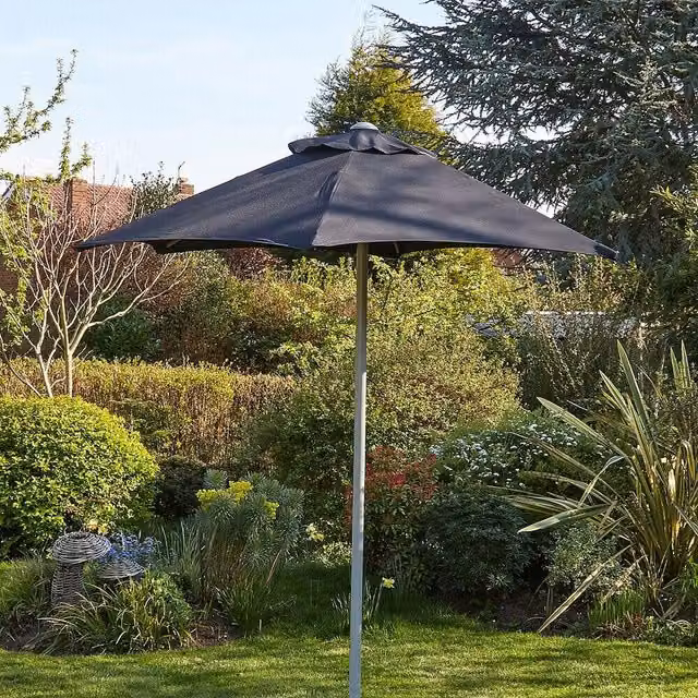Home Source Gozo Black Aluminium 2m Vented Parasol with Central Pole