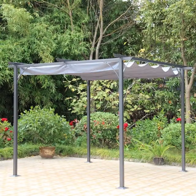 Royalcraft Prague Pergola Sunshade Gazebo in Black and Grey