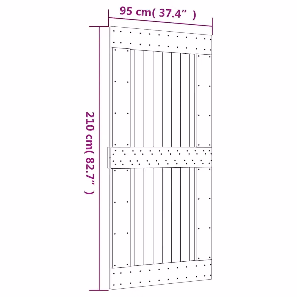 Berkfield Home Narvik Rustic Sliding Wood Door, Brown, W: 95 cm, H: 210 cm – 2