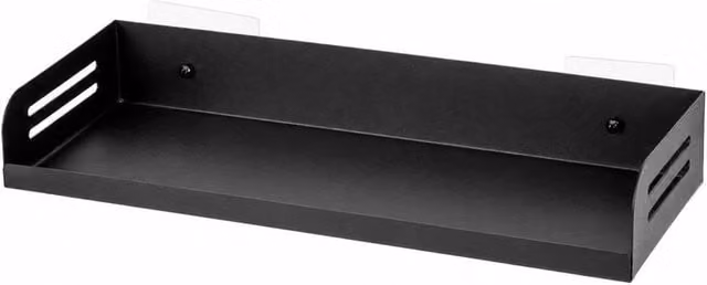 PAWNORA No Drill Wall Mount Metal Storage Shelf for Bathroom and Kitchen, Black – 1
