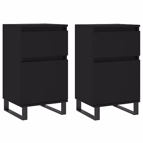 vidaXL Set of 2 Modern Black Sideboards in Engineered Wood, W/D/H: 40 x 35 x 70 cm – 1