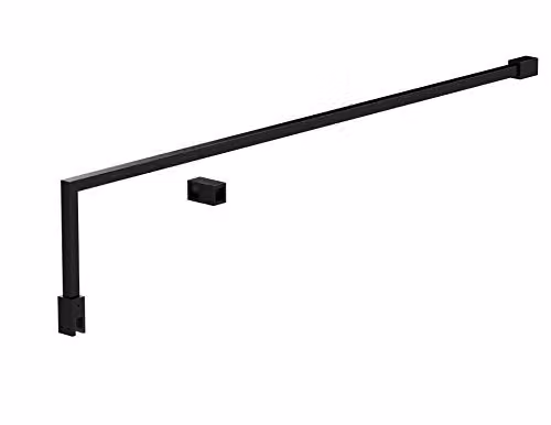 Nuie FIX024 Modern Bathroom Wetroom Screen Support Bar Kit, Satin Black Matt, 150mm