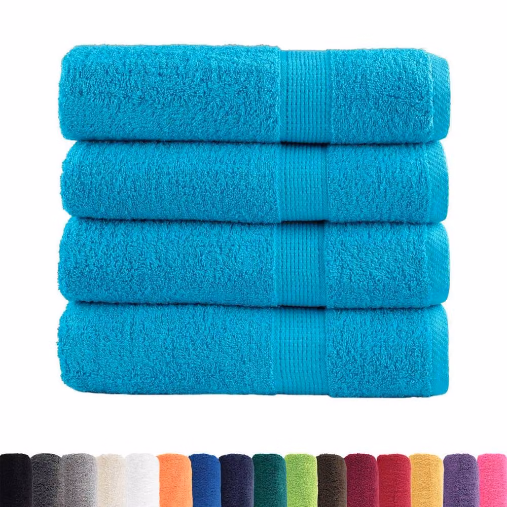 Berkfield Home SOLUND Premium Cotton Terry Shower Towels, 4 Pack, Turquoise, W: 70 cm, L: 140 cm, 600 gsm – 2