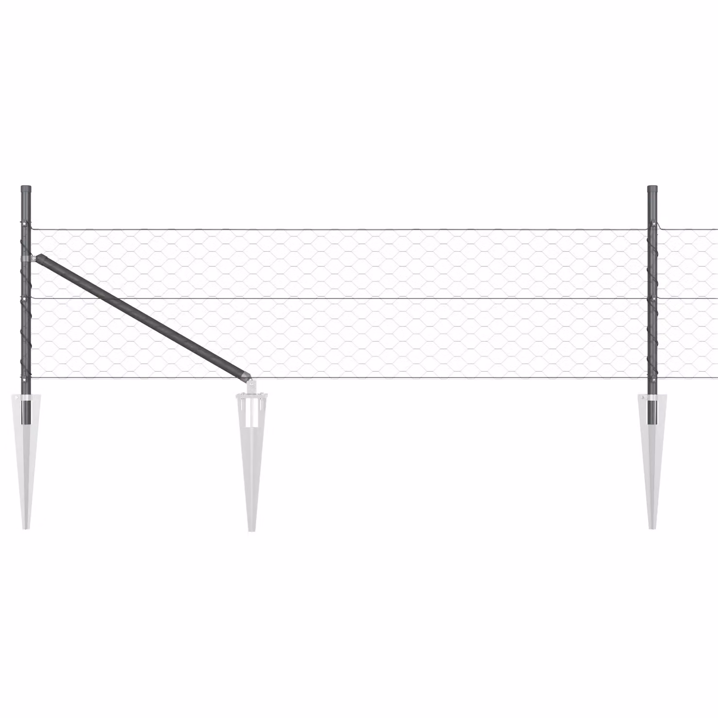Berkfield Home Grey Steel Hexagon In-Ground Fence, H: 40 cm x W: 100 m – 2