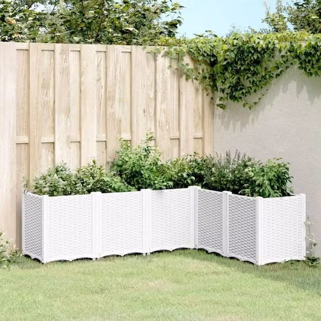 Berkfield Home Garden Planter in White Plastic, W/D/H: 160 x 120 x 53 cm – 1
