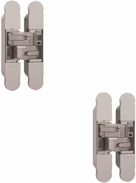 Loops Medium Duty Concealed Hinge for Unrebated Doors, Nickel Plated, Silver, 134 x 24 mm (Pack of 2)