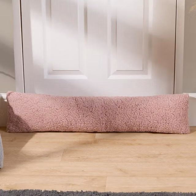 OHS Teddy Fleece Door Draught Excluder in Blush Pink