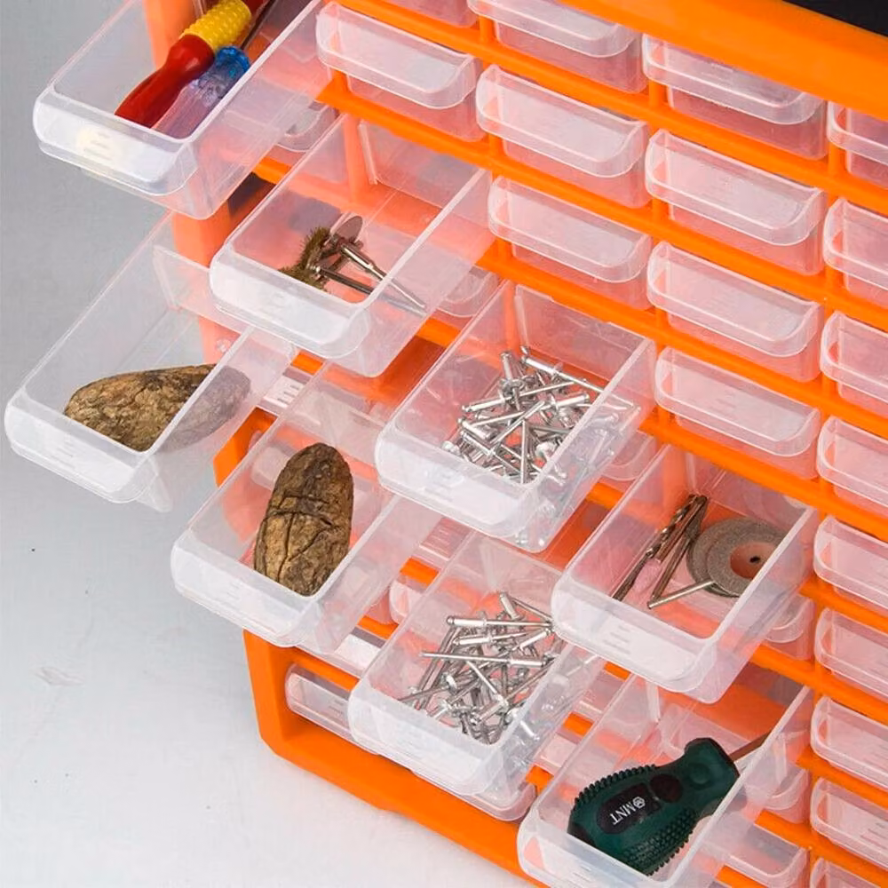 KORVIXA 39 Drawer Plastic Storage Organiser Craft Box in Orange and Transparent – 3