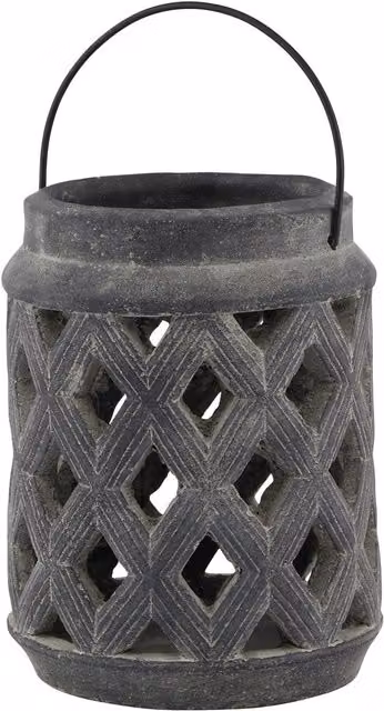 Love Lace Amalfi Grey Large Lattice Ceramic Lantern