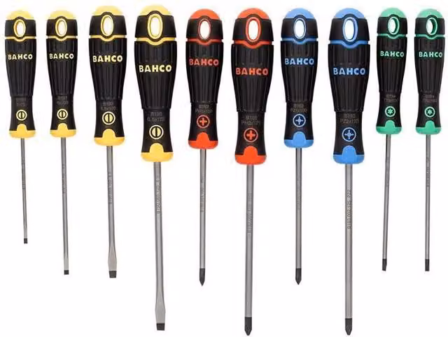 Bahco 10 Piece Multicolour Manual Screwdriver Set in Alloy Steel (SL/PH/PZ/TX) – 1