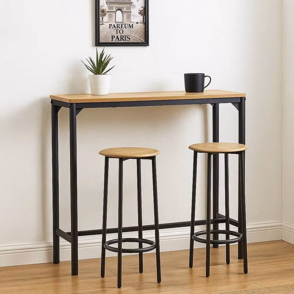 PAWNORA 3 Piece Bar Table and Stools Set in Light Oak – 3