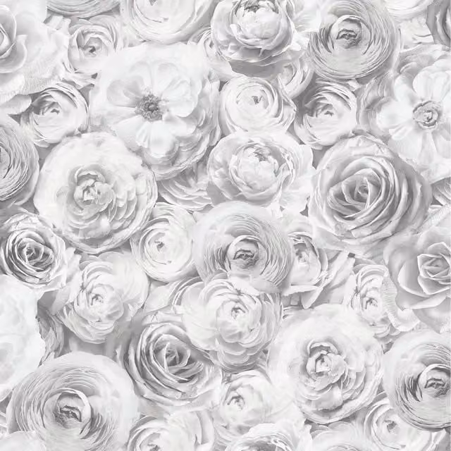 Arthouse Silver Wild Rose Floral Botanical Wallpaper