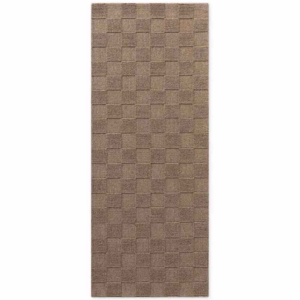THE RUGS Scala Handwoven Wool Geometric Checked Rug in Brown, W: 160 cm, L: 230 cm – 2