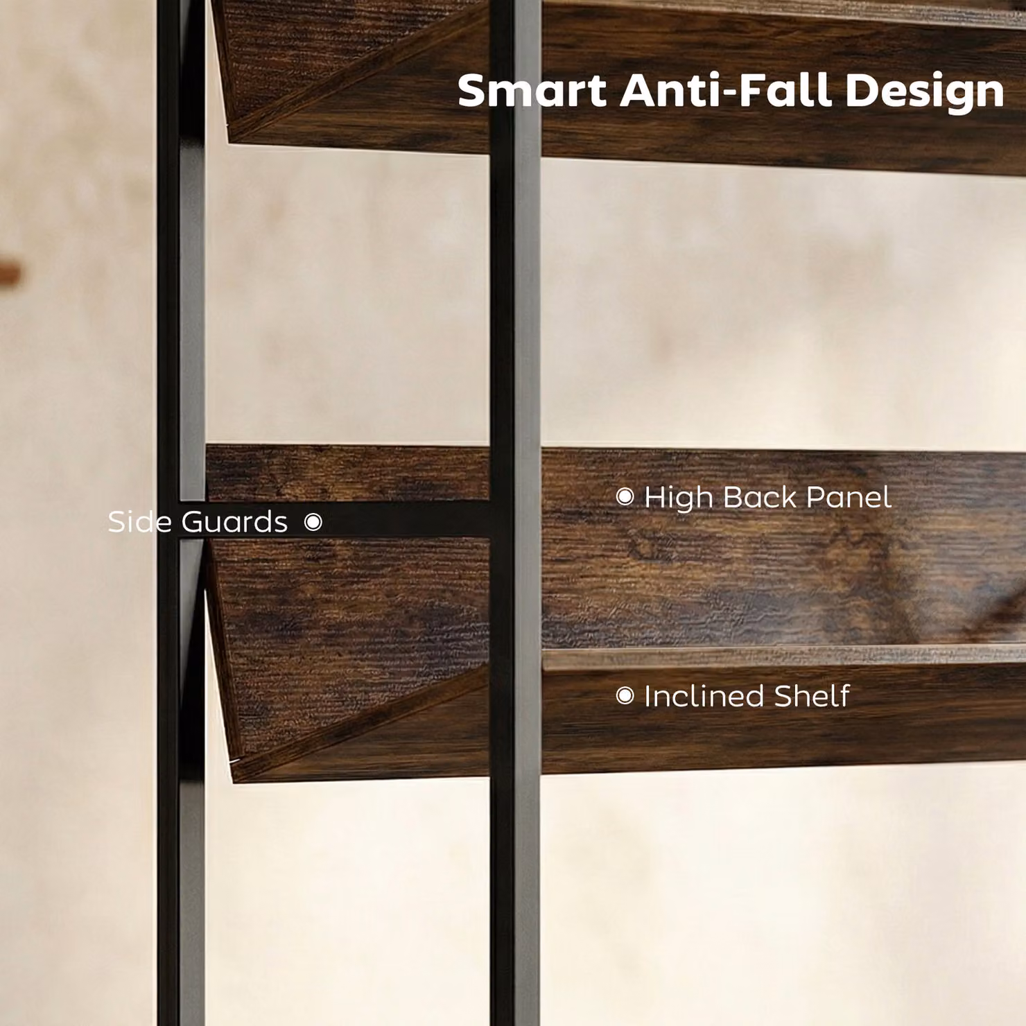 HOMCOM 5-Tier Metal Frame Bookshelf and Room Divider in Rustic Brown – 5