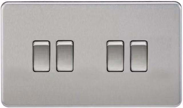 Knightsbridge Screwless 10AX 4G 2-Way Switch in Brushed Chrome SF4100BC