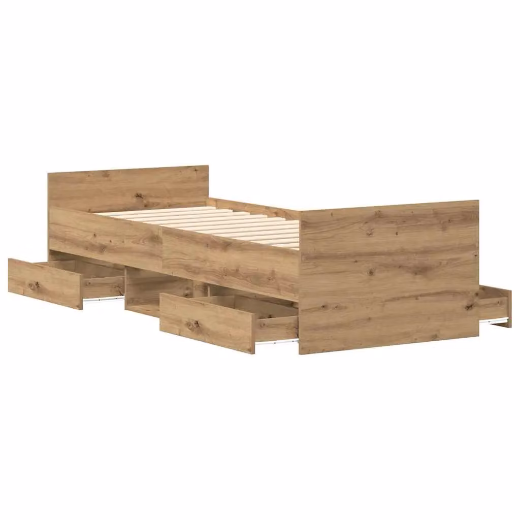 Berkfield Home Artisan Oak Single Bed Frame in Brown, Engineered Wood, W/D/H: 90 x 190 cm – 2