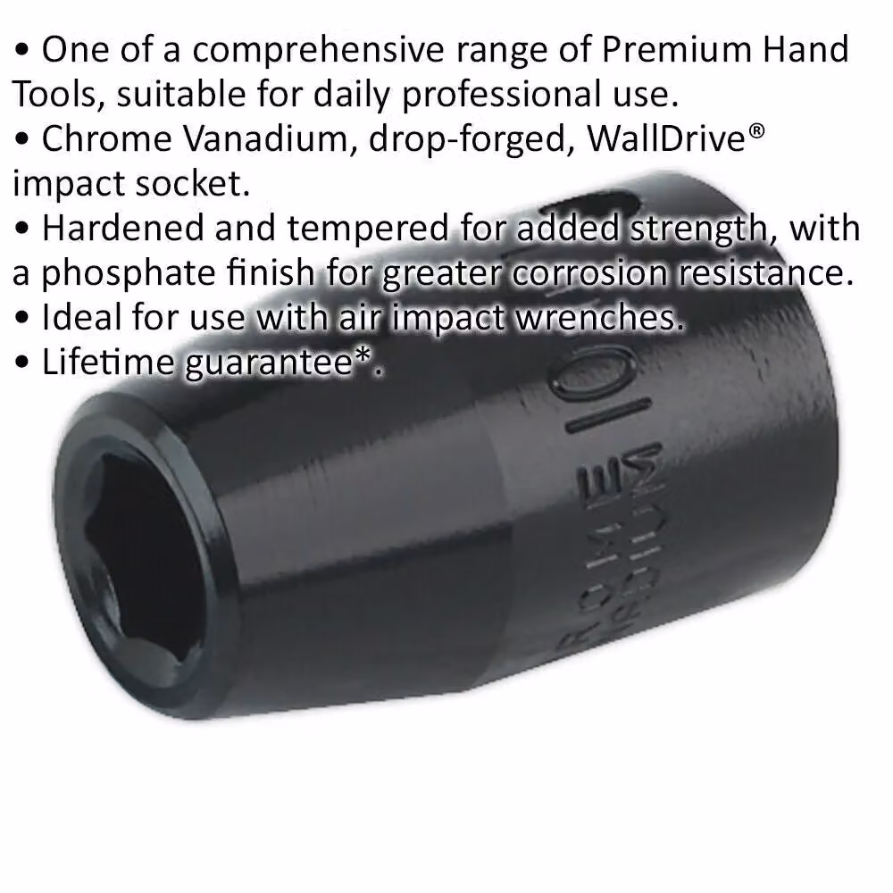Loops 10mm Forged Impact Socket 1/2 Inch Sq Drive Chrome-Vanadium Wrench Socket in Black and Multicolour – 2