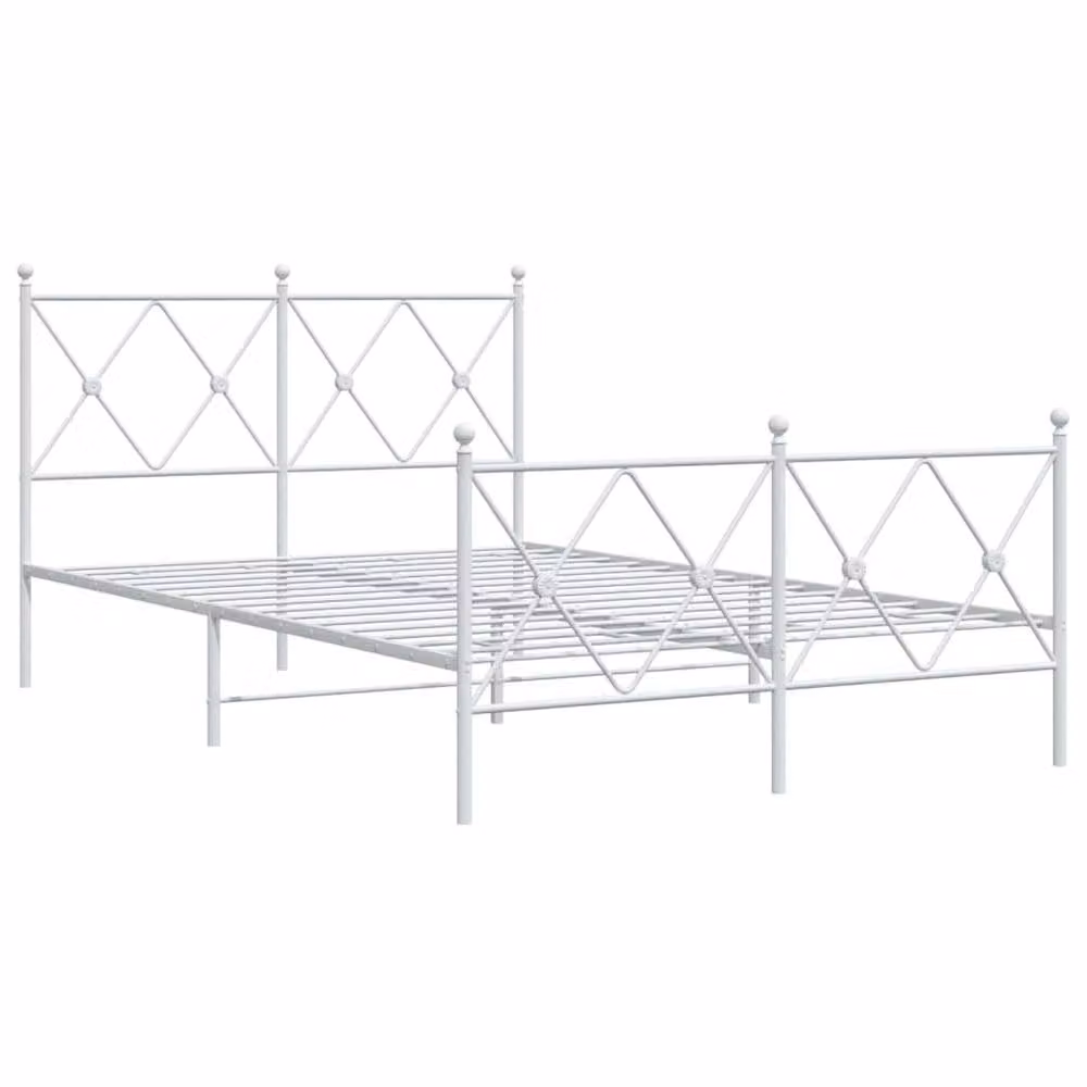 Berkfield Home Metal Bed Frame with Footboard, White, W/D/H: 120 x 200 cm – 3
