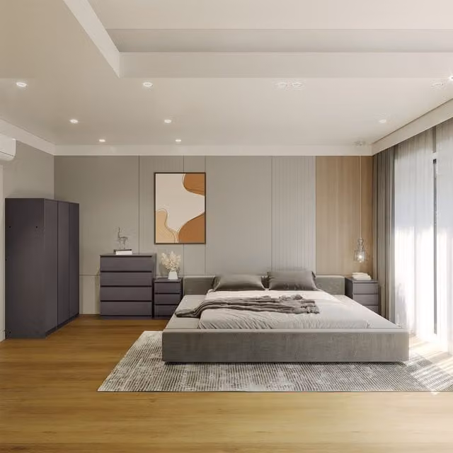 Seconique Malvern 3 Door Wardrobe Bedroom Set in Matt Grey