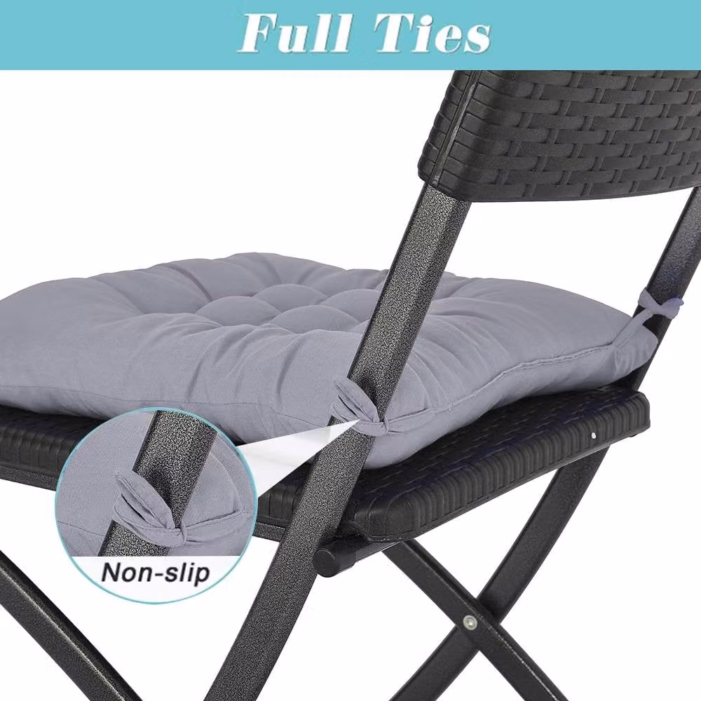 Garden Sanctuary 4-Piece Soft Thicken Tatami Seat Cushion Set in Grey Polyester – 5