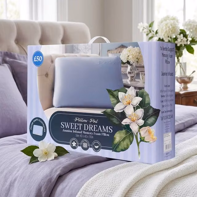 GC Gaveno Cavailia Jasmine Scented Memory Foam Pillow in Blue, W/D/H: 60 x 40 x 13 cm – 4