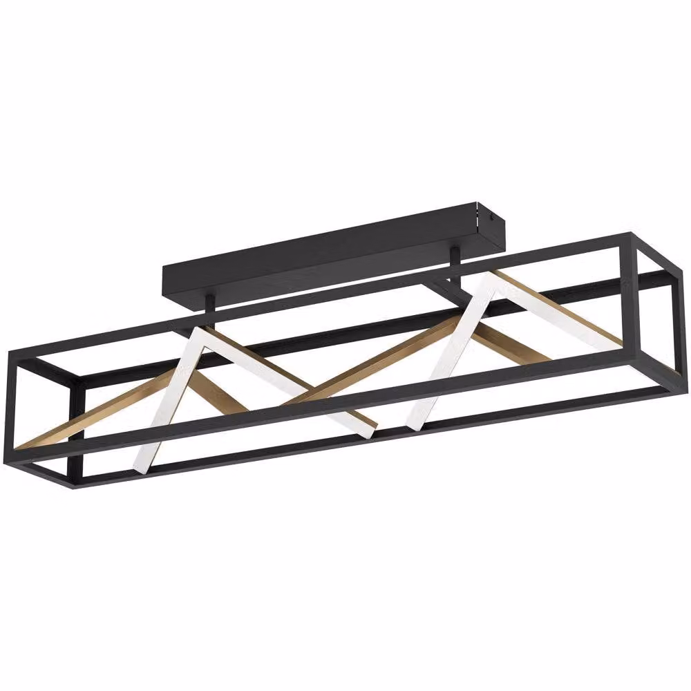 Loops Modern Black and Gold LED Ceiling Light with Included Bulb – 2
