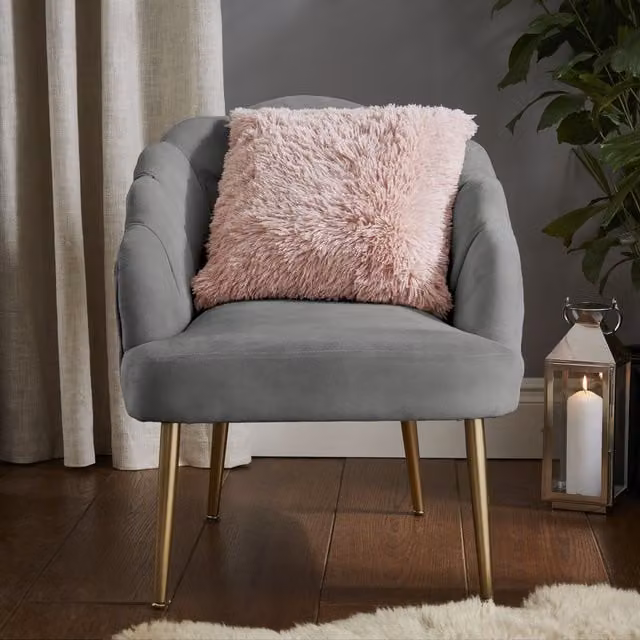 Catherine Lansfield Cuddly Faux Fur Square Cushion, Pink, W x D: 45 x 45 cm