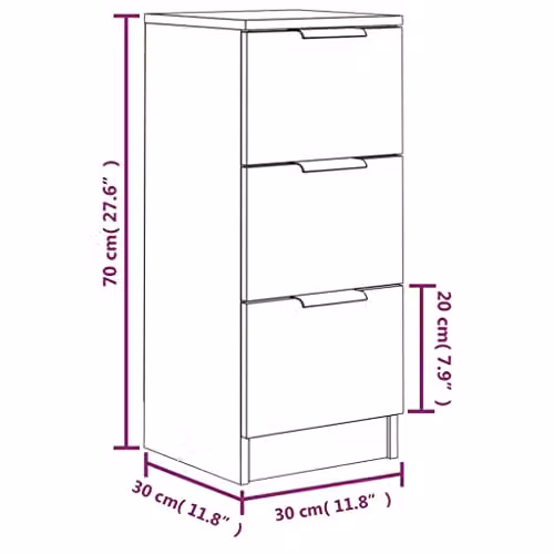 vidaXL Set of 2 Modern Grey Sonoma Sideboards in Engineered Wood, W/D/H: 30 x 30 x 70 cm – 2