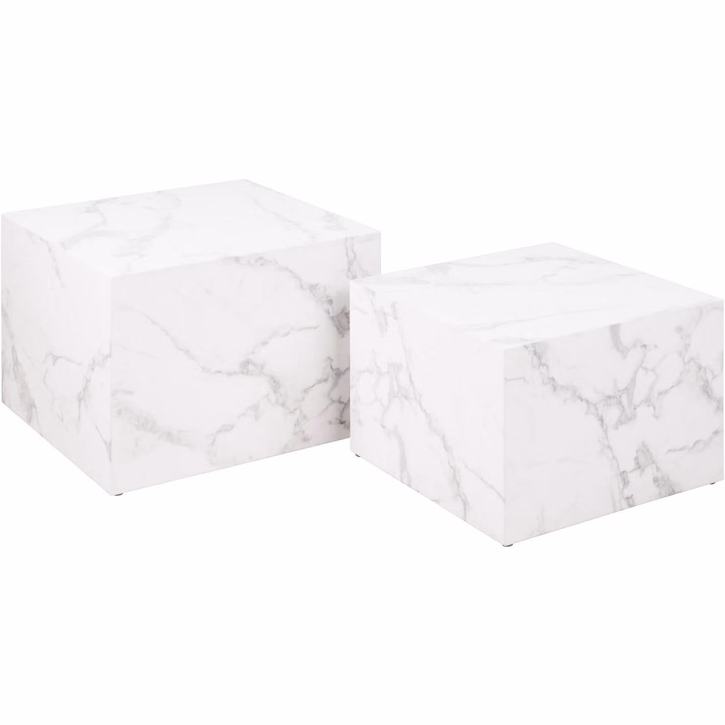 Furniture To Go Dice Square Coffee Table Set in White Carrara Marble – 2